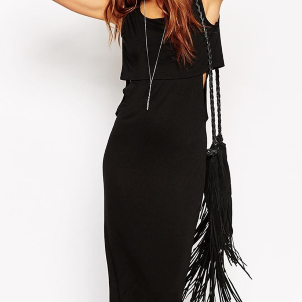 FOREVER 21 BLACK SIDE CUT-OUT BODYCON 3/4 Sleeves